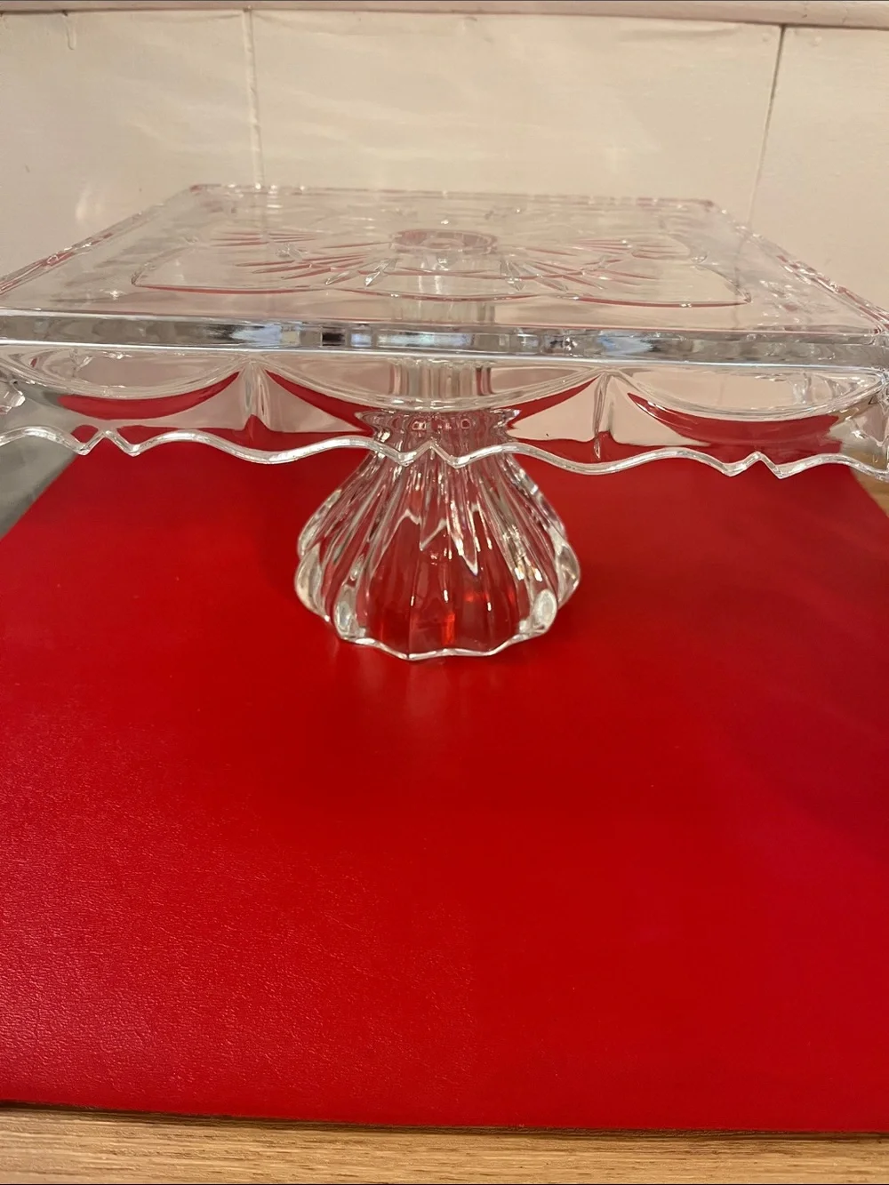 Vintage Shannon Crystal By Godinger Square Pedestal Cake Stand